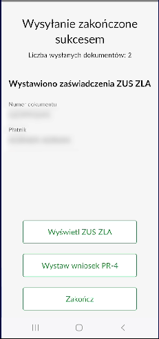 aplikacja mZUS dla Lekarza - screen wystawienie e-ZLA