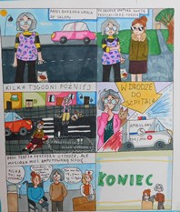 Konkurs Projekt z ZUS, autorzy komiksu: Gabriela Zawadzińska, Oliwia Tadra, Dariusz Kulik, Przemysław Wróbel Szkoła Podstawowa w Chmielku - link do powiększonej grafiki (plik JPG 1,6 MB)