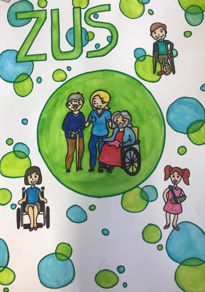 Konkurs Projekt z ZUS, autorzy plakatu: Julia Frątczak klasa VIII Szkoła Podstawowa Nr 6 w Zduńskiej Woli - przekierowanie do powiększonej grafiki (plik PDF 611 kb)