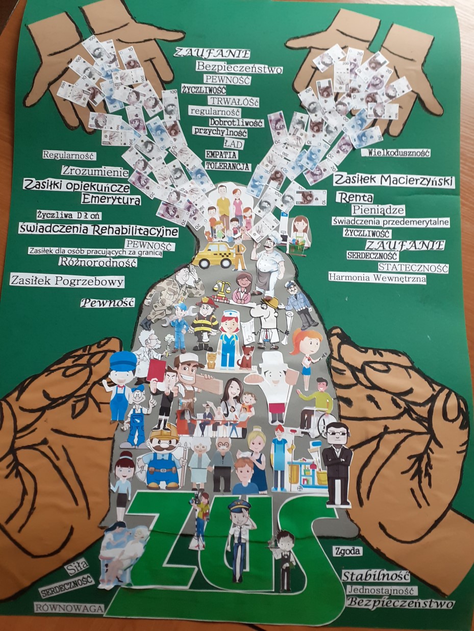 Konkurs Projekt z ZUS, autor plakatu: Julia Jadczak Publiczna Szkoła Podstawowa im. Kornela Makuszyńskiego w Makowie - link do powiększonej grafiki (plik PDF 2,8 MB)