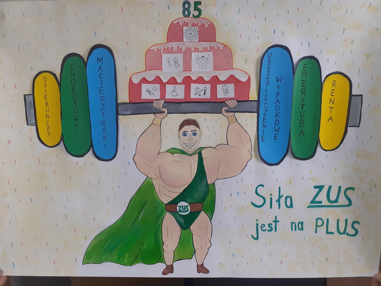 Konkurs Projekt z ZUS, autor plakatu: Karolina Królicka Publiczna Szkoła Podstawowa Nr 1 im. Marszałka Józefa Piłsudskiego - link do powiększonej grafiki (plik PDF 3,1 MB)