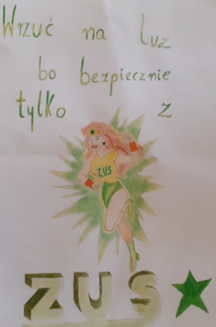 Konkurs Projekt z ZUS, autor pracy: Natalia Stefańska, Szkoła Podstawowa nr 3. im. Jana Pawła II w Rypinie - link do powiększonej grafiki (plik JPG 917 kb)