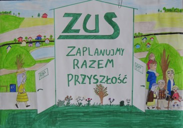 Konkurs Projekt z ZUS, autor plakatu: Antonina Karnowska, SP nr 3 Tuchola - link do powiększonej grafiki (plij JPG 1,9 MB)