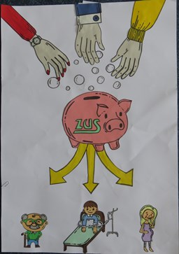 Konkurs Projekt z ZUS, autor plakatu: Natalia Fortuńska, SP nr 3 Tuchola - link do powiekszonej grafiki (plik JPG 1,5 MB)