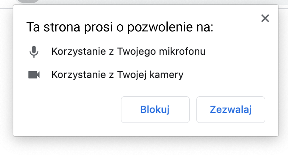 zrzut z ekranu Wyskakujące okienko w przeglądarce Chrome