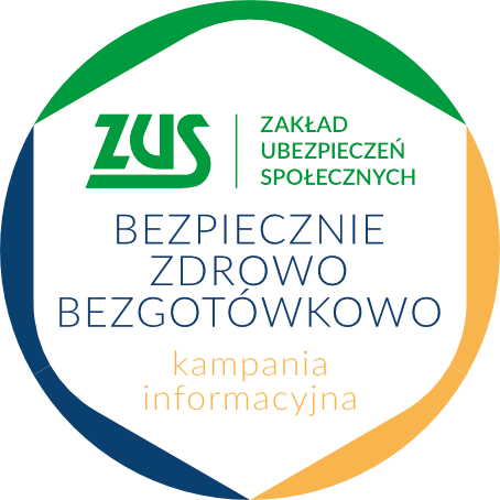 Grafika przedstawia logotyp kampanii  Bezpiecznie, zdrowo, bezgotówkowo